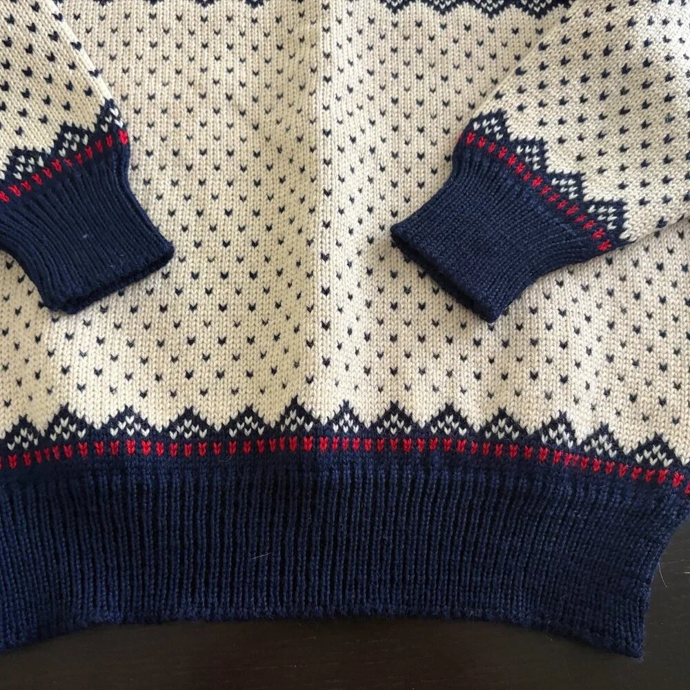 Dale of Norway Cream Navy Red Fair Isle Crewneck Sweater